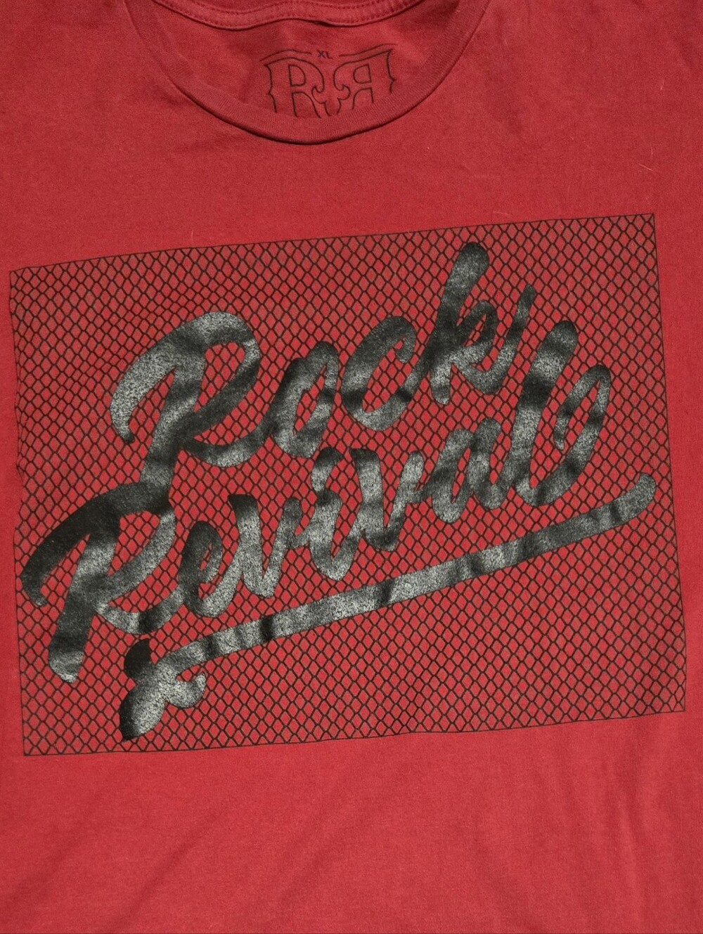 Rock Revival Red Tee with Black Script Logo